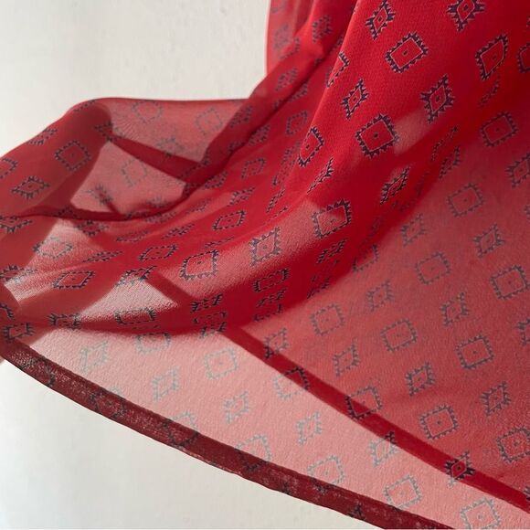 Alice Blue Stitch Fix Red Navy Native American pattern Long Sleeve Blouse Sz SP - Picture 8 of 14